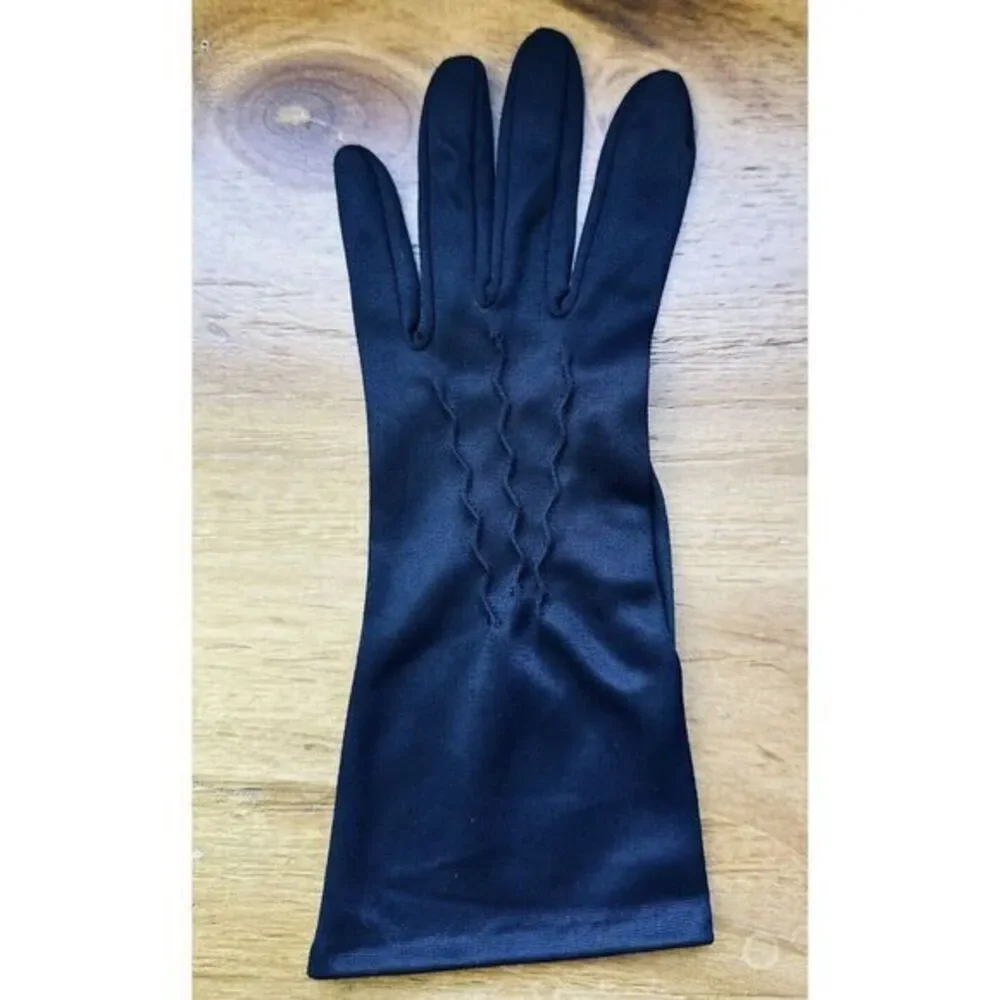 Vintage‎ Ladies Black Gloves Detail Ruching Size S